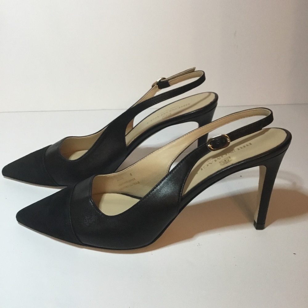 Elegant Bruno Magli Black Slingback Heels Size 38